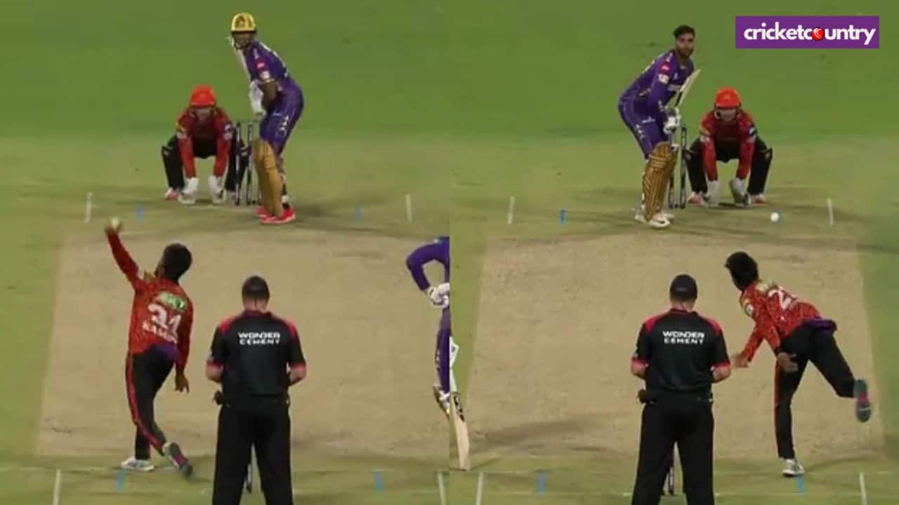 Kamindu Mendis bowling With Both Hands