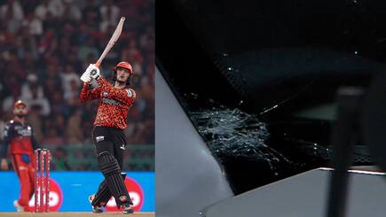 abhishek sharma six break tata curve glass against rcb vs srh video goes vrial ipl 2025