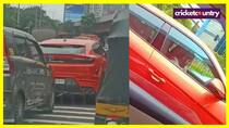 Amid vacations from cricket, Rohit Sharma spotted in his Lamborghini while sitting in traffic: Video viral!