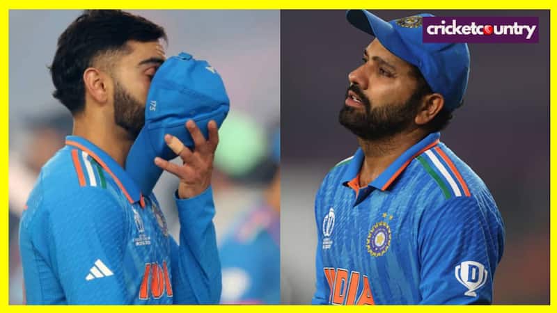 Rohit Sharma and Virat Kohli walking off the field after India’s loss to Australia in the 2023 ODI World Cup final, symbolizing heartbreak and pride. Rohit Sharma and Virat Kohli walking off the field after India’s loss to Australia in the 2023 ODI World Cup final, symbolizing heartbreak and pride.