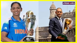Harmanpreet Kaur recreates MS Dhoni’s iconic World Cup trophy pose at Gateway of India after historic 2025 win