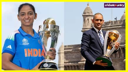 Harmanpreet Kaur recreates MS Dhoni’s iconic World Cup trophy pose at Gateway of India after historic 2025 win