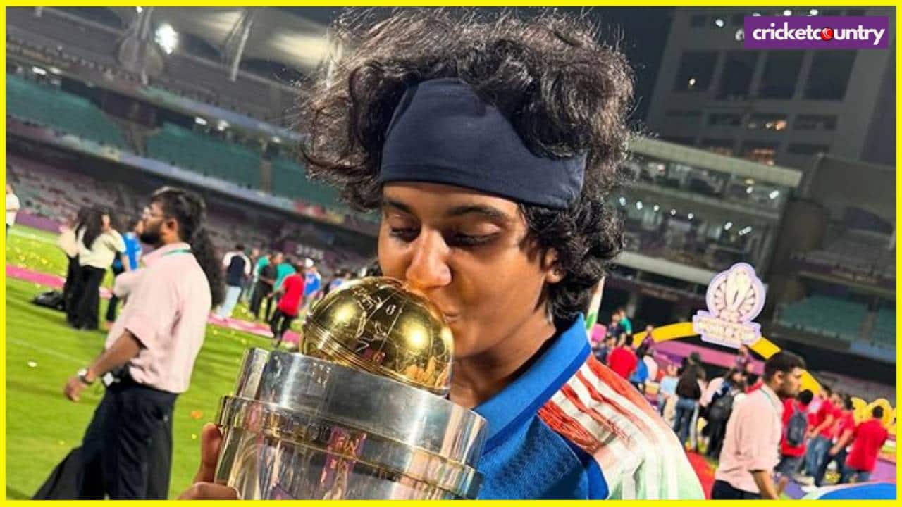 Shree charani with world Cup