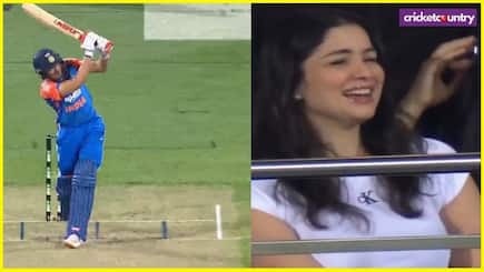 Sara Tendulkars reaction to Shubman Gills boundary Viral on Social media watch Video