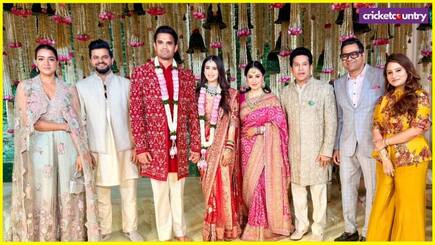 Arjun Tendulkar got married to Saaniya Chandhok MS Dhoni Yuvraj Singh Rahul dravid Prithvi Shaw Jay shah attended wedding ceremony