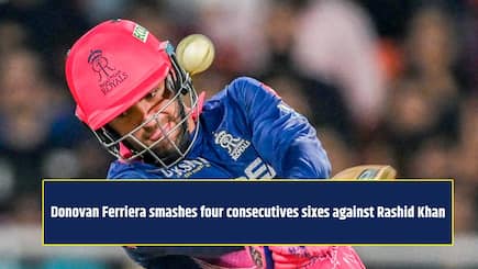 WATCH: Donovan Ferreira’s 6,6,6,6 against Rashid Khan guides RR to a strong finish vs GT in IPL 2026
