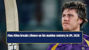 Finn Allen reacts to his destructive inning against Delhi Capitals in IPL 2026