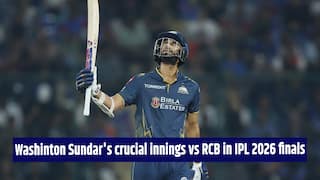 WATCH: Washington Sundar’s 50-run knock guides GT to a competitive total against RCB in IPL 2026 finals