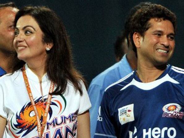 Nita Ambani congratulates Mumbai Indian's prized jewel Sachin Tendulkar Nita Ambani congratulates Mumbai Indian's prized jewel Sachin Tendulkar