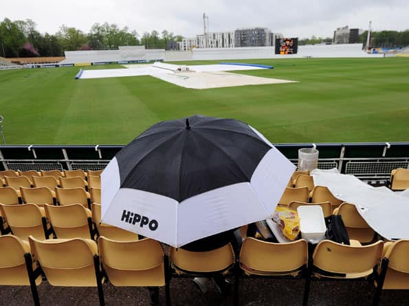 Rain delays start of play on day two at Edgbaston Rain delays start of play on day two at Edgbaston