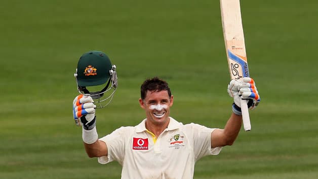 Michael Hussey slams ton as Australia declare at 450