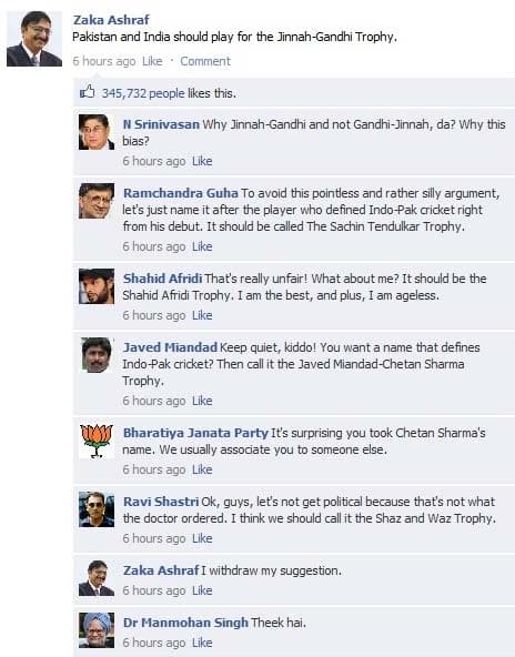 Pakistan & India should play for Jinnah-Gandhi Trophy, says Zaka Ashraf!