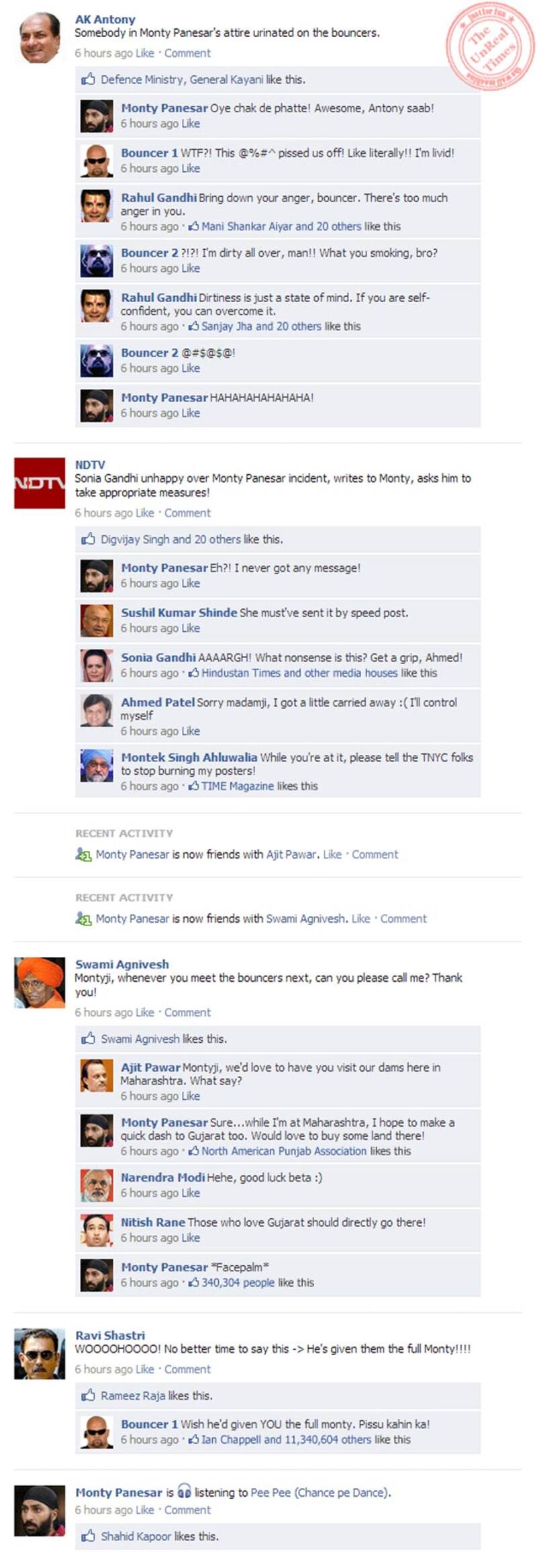 Monty Panesar's act: Cricketers, politicians discuss it on their Facebook Wall