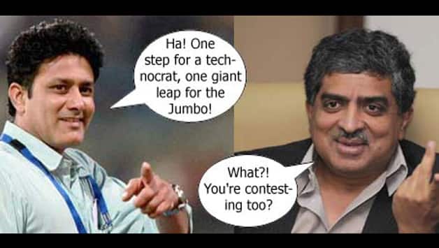 Anil Kumble vs Nandan Nilekani — the battle begins for General Elections in India 2014 Anil Kumble vs Nandan Nilekani — the battle begins for General Elections in India 2014