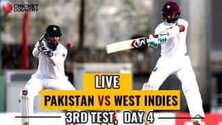 Live Cricket Score, Pakistan vs West Indies, 3rd Test, Day 4: WI 7/1 at stumps