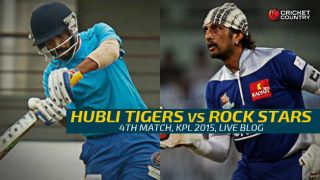Rock Stars 122/6 in 20 Overs, target 155 | Live cricket score Karnataka Premier League 2015: Hubli Tigers vs Rock Stars at Hubli: Tigers record 32-run win