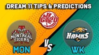 Dream11 Team Montreal Tigers vs Winnipeg Hawks Match 2 GT20 CANADA 2019 GLOBAL T20 CANADA – Cricket Prediction Tips For Today’s T20 Match MT vs WH