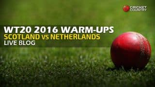 NED 133/2 in 15.1 overs, Live Cricket Score Scotland vs Netherlands, ICC World T20 2016, SCO vs NED Warm-up T20 Match at Mohali, play suspended due to rains!