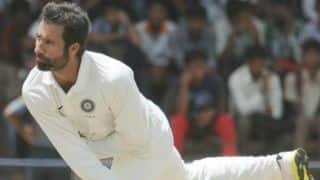 Parvez Rasool claimed eight wickets and scored 53 not out at Palam.