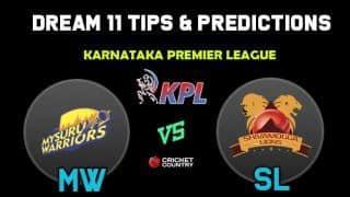MW vs SL Dream11 Team Mysuru Warriors vs Shivamogga Lions KPL 2019 Karnataka Premier League – Cricket Prediction Tips For Today’s T20 Match at Bengaluru