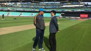 PHOTO: Sourav Ganguly, Anil Kumble chat on sidelines of India-New Zealand Champions Trophy warm-up clash