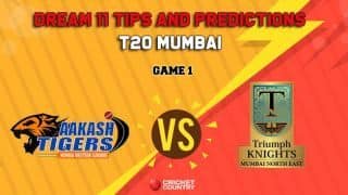 Dream11 Prediction T20 Mumbai: AT vs TK Team Best Players to Pick for Today’s Match between Akash Tigers MWS and Triumph Knights MNE at 3:30 PM