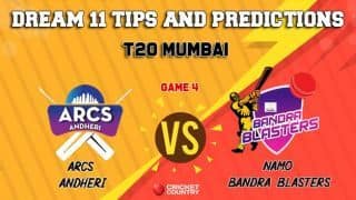 Dream11 Prediction: AA vs NBB Team Best Players to Pick for Today’s Match between Arcs Andheri and Namo Bandra Blasters in T20 Mumbai at 7:30 PM