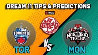 Dream11 Team Toronto Nationals vs Montreal Tigers Match 15 GT20 CANADA 2019 GLOBAL T20 CANADA – Cricket Prediction Tips For Today’s T20 Match TOR vs MON at Brampton