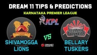 Dream11 Team Shivamogga Lions vs Bellary Tuskers Match KARNATAKA PREMIER LEAGUE 2019 2019 Karnataka Premier League – Cricket Prediction Tips For Today’s T20 Match SL vs BT at Bengaluru
