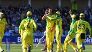 ICC Cricket World Cup 2019: Mitchell Starc, Nathan Coulter Nile star as Australia beat West Indies by —- runs