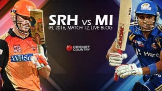 SRH 145/3, 17.3 overs | LIVE Cricket Score Sunrisers Hyderabad vs Mumbai Indians IPL 2016 Match 12 at Hyderabad: SRH win by 7 wickets