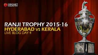 HYD 176/7  I Live cricket score, Hyderabad vs Kerala, Ranji Trophy 2015-16, Group C match, Day 4 at Hyderabad; Match drawn