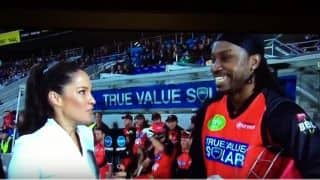 Chris Gayle flirts with TV presenter Mel McLaughlin during interview; makes her uncomfortable