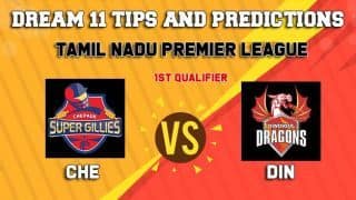 Dream11 Team Chepauk Super Gillies vs Dindigul Dragons Ist Qualifier TNPL 2019 TAMIL NADU T20 – Cricket Prediction Tips For Today’s T20 Match CHE vs DIN at Tirunelveli