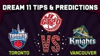 Dream11 Team Toronto Nationals vs Vancouver Knights Match 1 GT20 CANADA 2019 GLOBAL T20 CANADA – Cricket Prediction Tips For Today’s T20 Match TOR vs VK at Brampton