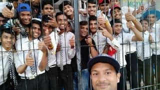 Indore Test: Mayank Agarwal greets specially-abled students