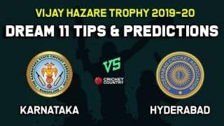Dream11 Team Karnataka vs Hyderabad, Round 1, Elite Group A Vijay Hazare Trophy 2019 VHT ODD – Cricket Prediction Tips For Today’s Match KAR vs HYD at Bangalore
