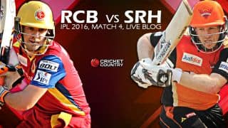 SRH 182/6 in 20 Overs | Live Cricket Score Royal Challengers Bangalore (RCB) vs Sunrisers Hyderabad (SRH), IPL 2016, Match 4 at Bangalore: RCB win by 45 runs