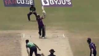 indian batter krishna pandey hit 6 sixes in a t10 match watch video