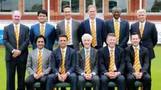 Sourav Ganguly, Rahul Dravid, Ricky Ponting, Rameez Raja, and others of MCC World Cricket committee pose