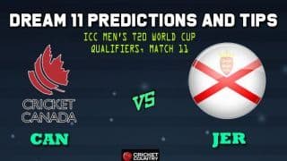 Dream11 Team Canada vs Jersey ICC Men’s T20 World Cup Qualifiers – Cricket Prediction Tips For Today’s T20 Match 11 Group B CAN vs JER at Dubai