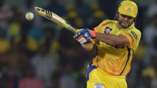 Suresh Raina dismissed for 3 by Chris Morris against Rajasthan Royals in IPL 2015