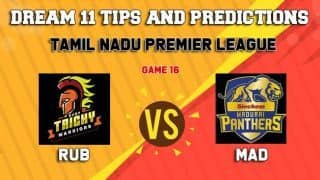 Dream11 Team Ruby Trichy Warriors vs Madurai Panthers Match 16 TNPL 2019 TAMIL NADU T20 – Cricket Prediction Tips For Today’s T20 Match RUB vs MAD at Dindigul