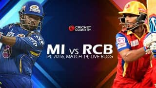 MI 171/4, 18 overs  | Live Cricket Score MI vs RCB, IPL 2016 Match 14 at Mumbai: MI win by 6 wickets