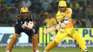 Brendon McCullum gets out after a quick start against KKR