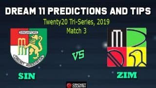 SIN vs ZIM Dream11 Team Singapore vs Zimbabwe, 3rd T20I, Singapore Twenty20 Tri-Series 2019 – Cricket Prediction Tips For Today’s Match SIN vs ZIM at Singapore